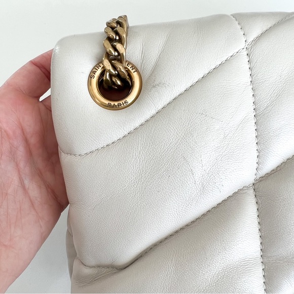 Authentic YSL Saint Laurent Small Leather Puffer Shoulder Bag in Crema Soft - Picture 8 of 16